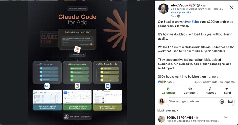 LinkedIn post by Alex Vacca
