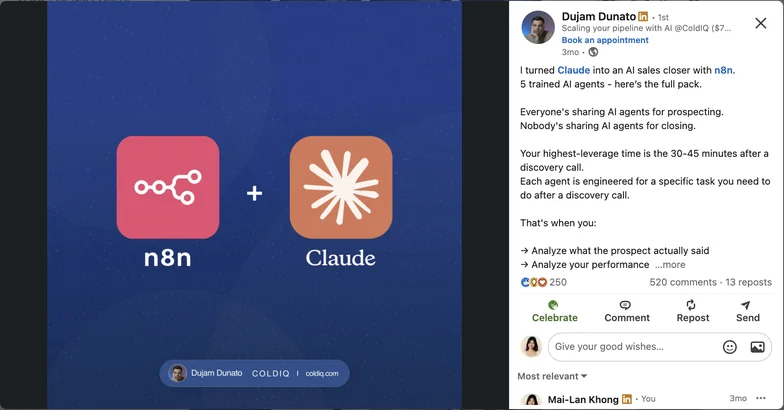LinkedIn post by Dujam Dunato